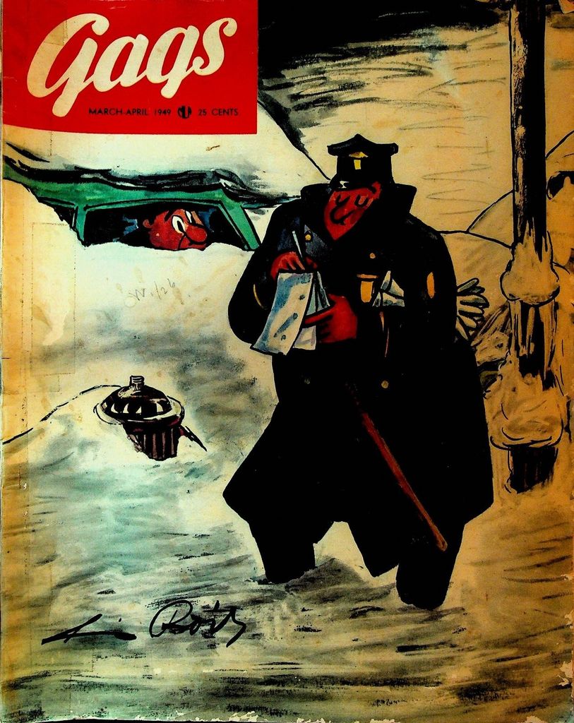 Gags Magazine March 1949 Police Parking Ticket Snowstorm Dave Gerard