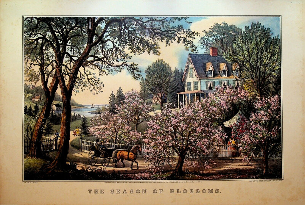 Currier & Ives Calendar Topper 1950 The Season of Blossoms