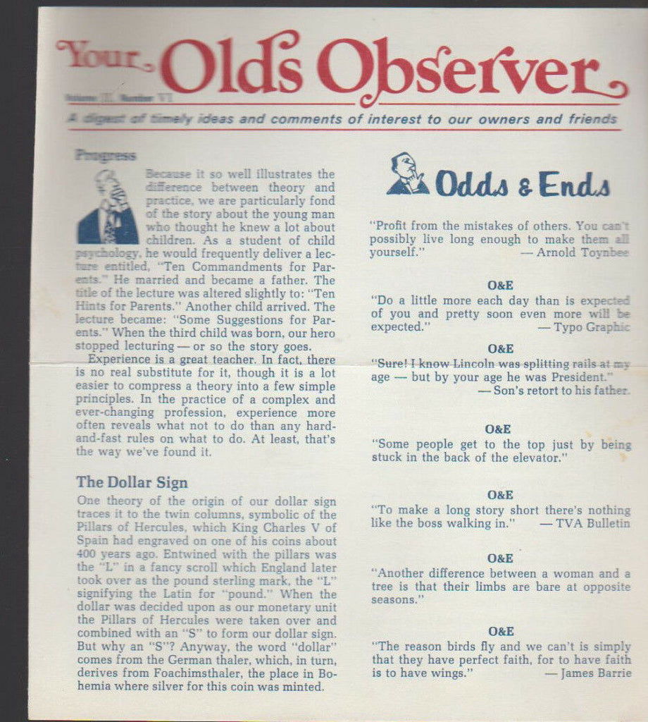 Oldsmobile Your Olds Observer Volume 2 #6 1970s