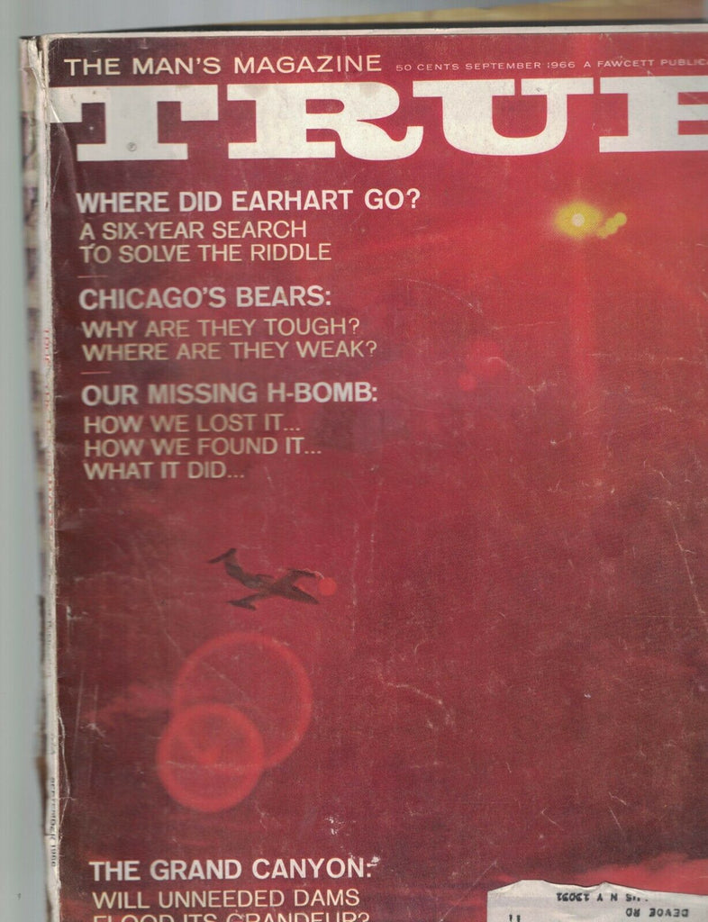 True Magazine September 1966 Amelia Earhart Chicago Bears Ron Ely Tarzan