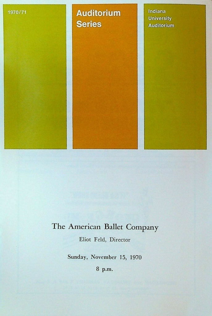 The American Ballet Company Program November 15 1970 Eliot Feld Indiana
