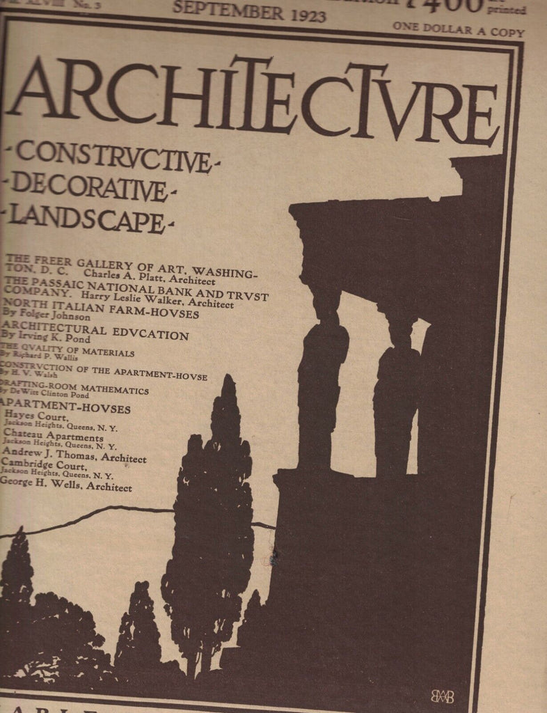 Architecture Magazine September 1923 Freer Gallery of Art Asbestos