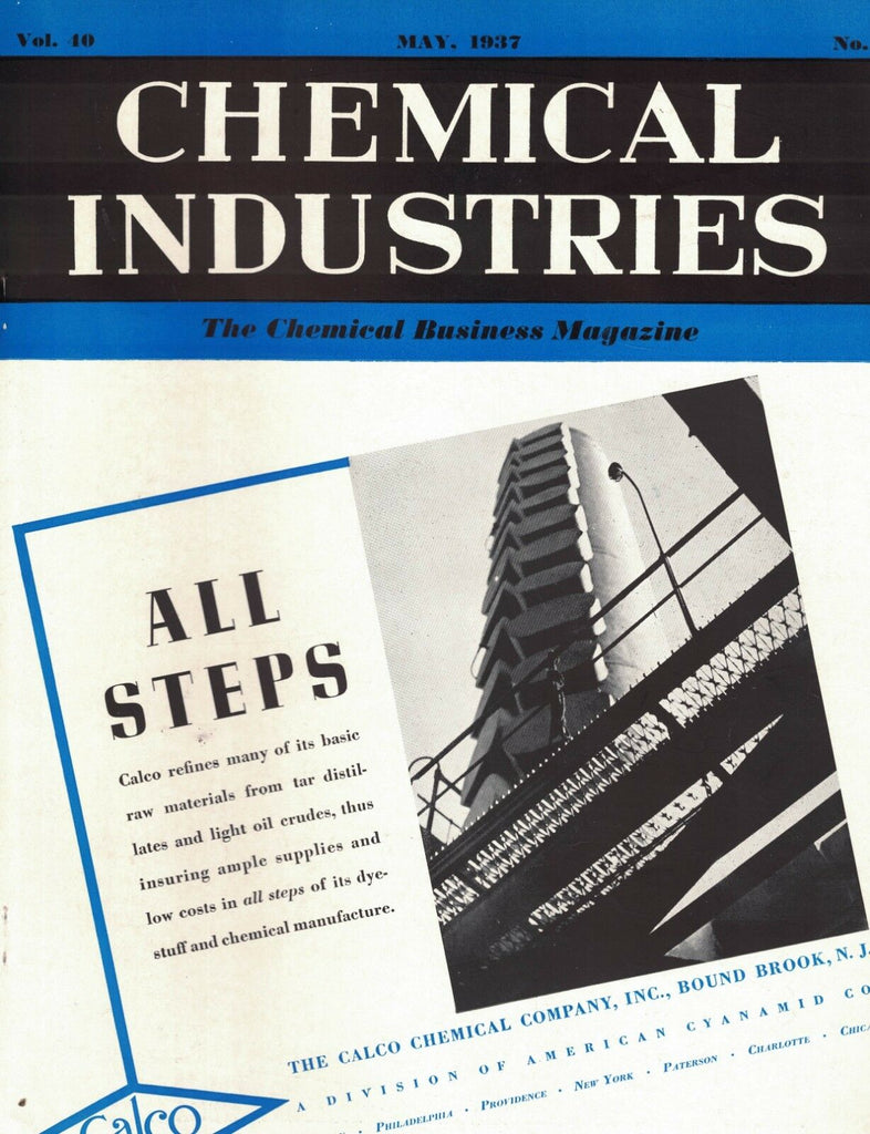 Chemical Industries Magazine May 1937 Calco Chemical Exterminators Sulfur