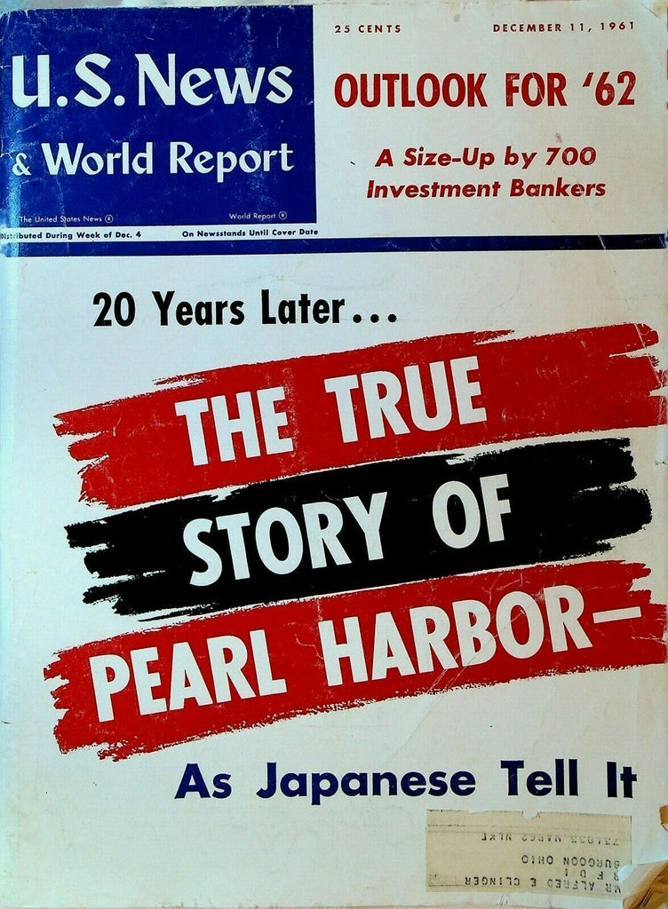 US News & World Report December 11 1961 Pearl Harbor Enos Space Chimp