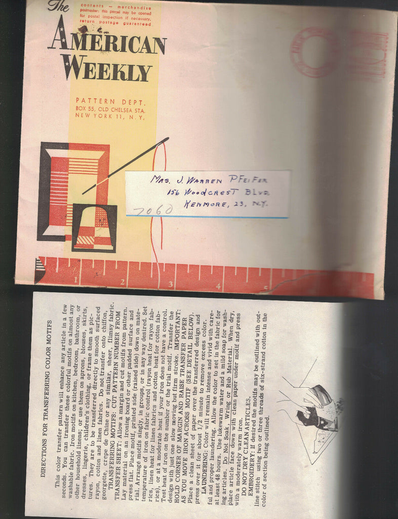American Weekly Color Motifs w Mailer & 6 Antique Car Transfers