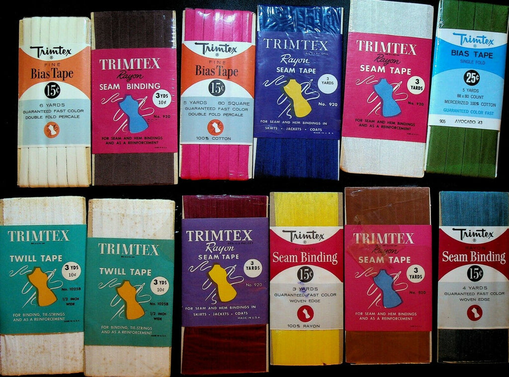 Trimtex Sewing Notions Vintage Lot of 20 Twill Tape Seam Bindng Bias Tape