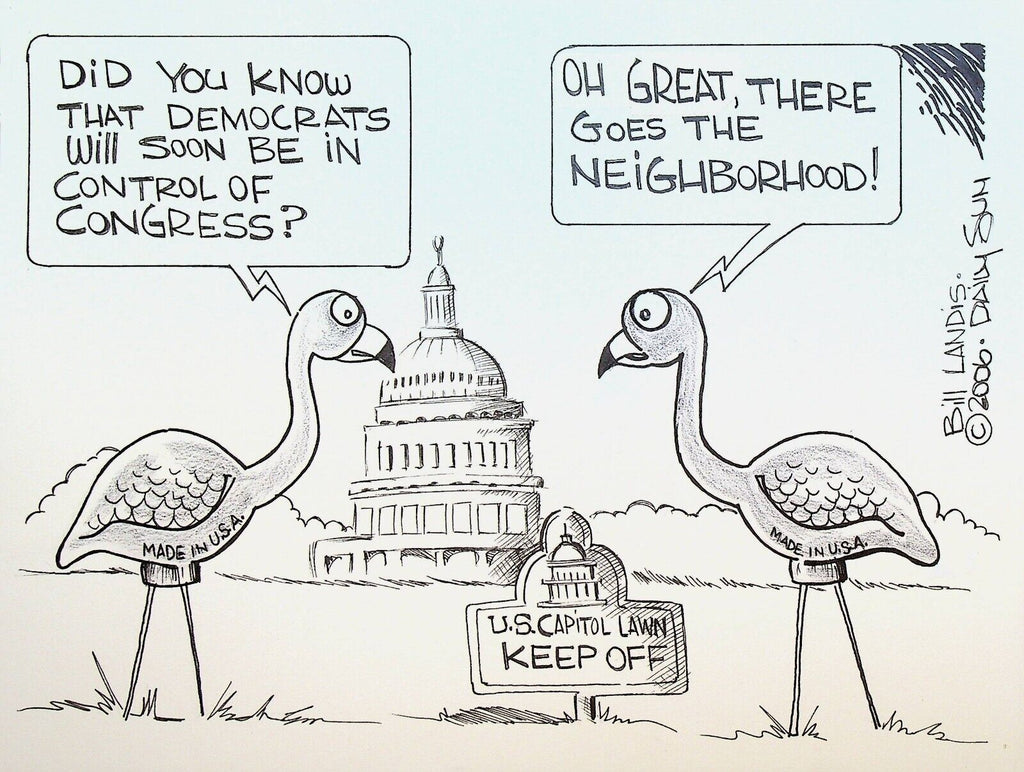 Bill Landis Original Cartoon Art The Villages Daily Sun 2006 Congress Democrats
