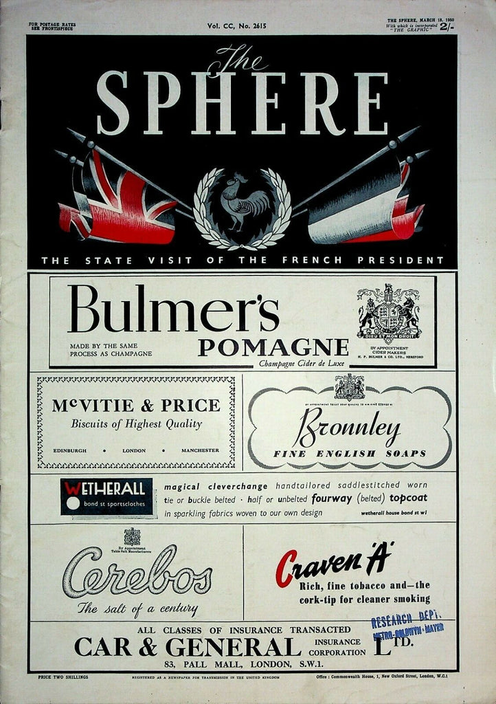 Sphere Magazine March 18 1950 King Leopold Tudor V Airliner Crash Jacob Epstein