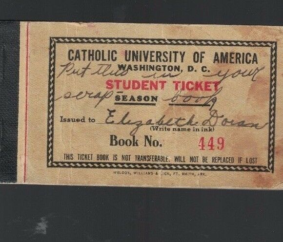 Catholic University of America Washington DC Student Ticket Season Book 1920s