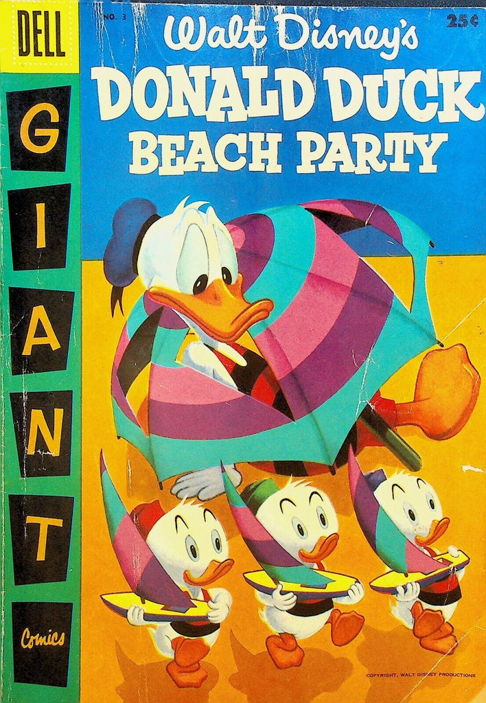 Donald Duck Beach Party 3 Dell Giant Comics 1956 Huey Dewey Louie