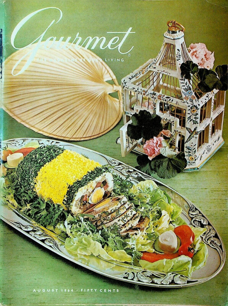 Gourmet Magazine August 1964 Iberia Wines Gelatin Summer Dinners Lucius Beebe