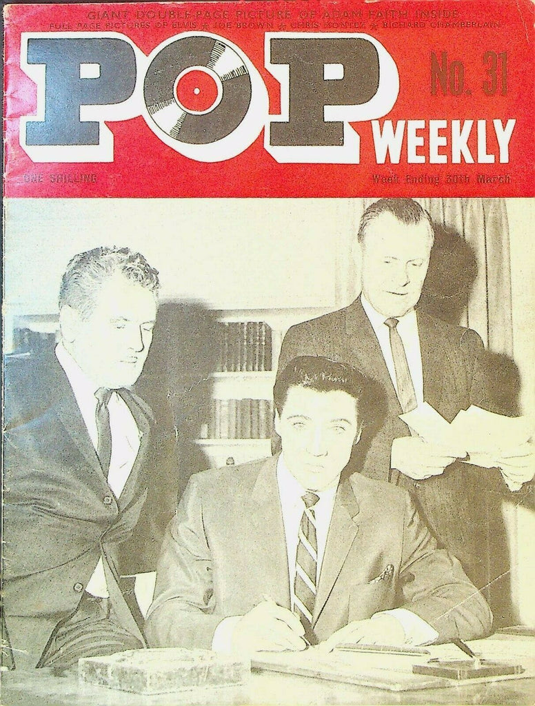 Pop Weekly #31 March 30 1963 Elvis Presley Adam Faith Richard Chamberlain