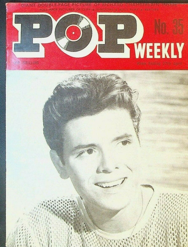 Pop Weekly #35 April 27 1963 The Beatles Richard Chamberlain Shadows