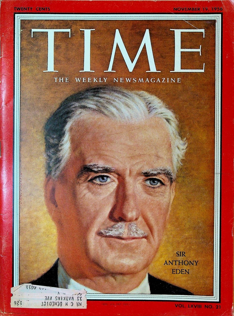 Time Magazine November 19 1956 Sir Anthony Eden Rose Bowl Cecil DeMille