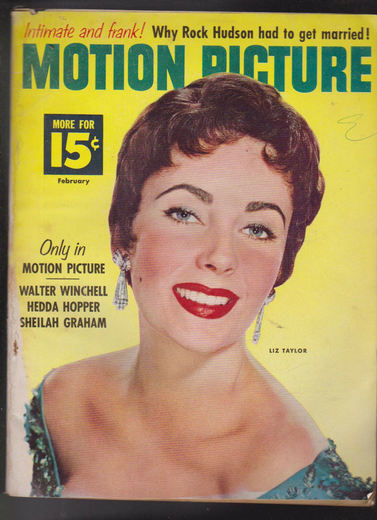 Motion Picture Magazine February 1956 Liz Taylor Walter Winchell Rock Hudson