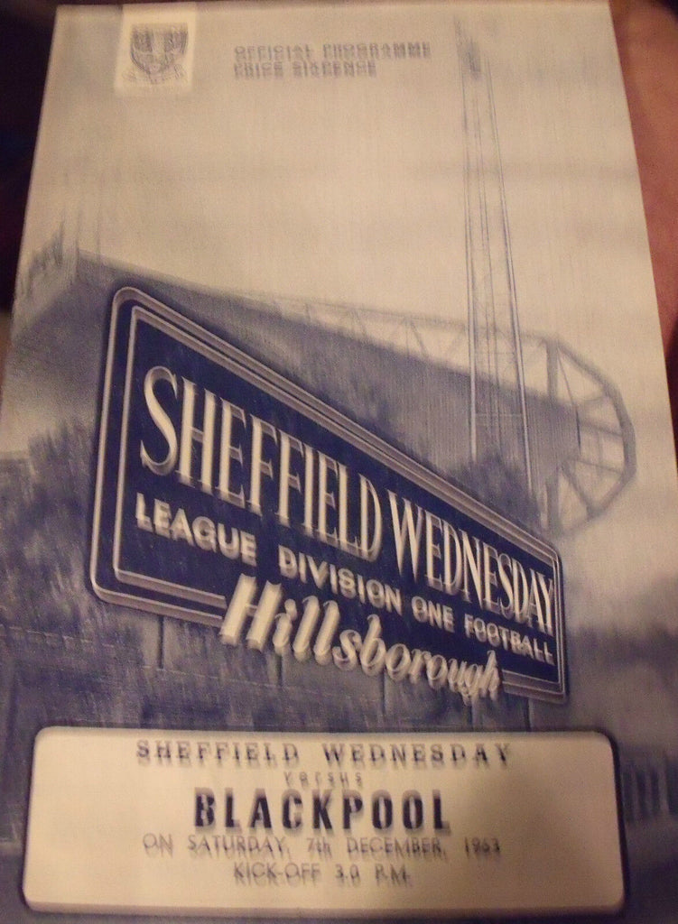 Sheffield Wednesday vs Blackpool Official Programme- Dec 7 1963