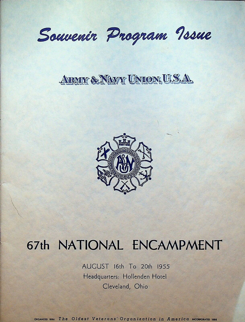 Army Navy Union USA August 1955 Magazine Souvenir Program Issue