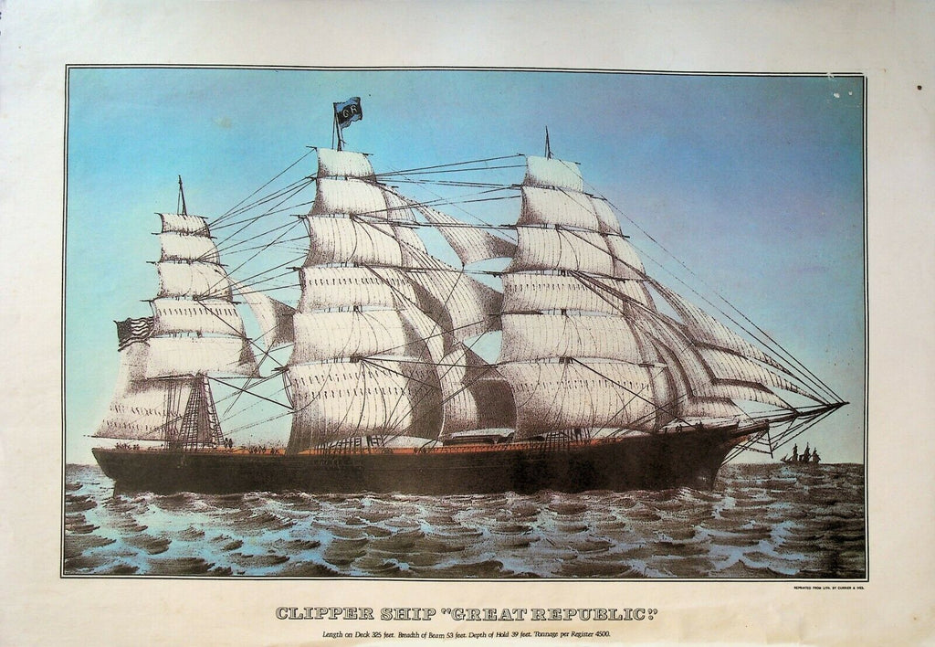 Currier & Ives Calendar Topper 1983 Clipper Ship Great Republic