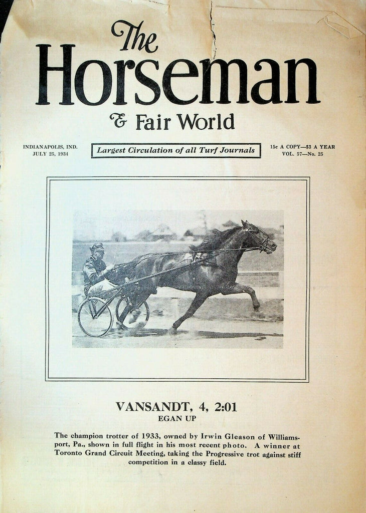 Horseman & Fair World Magazine Harness Racing July 25 1934 Vansandt