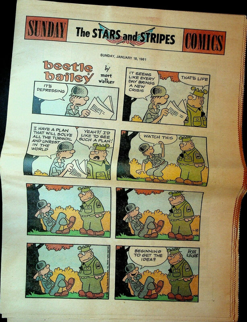 Stars & Stripes Sunday Comics Section January 18 1981 Beetle Bailey