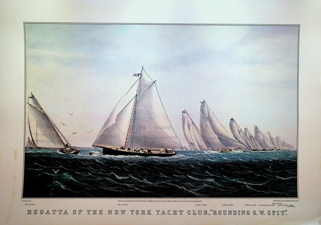 Currier & Ives Calendar Topper 1965 Regatta of New York Yacht Club Rounding