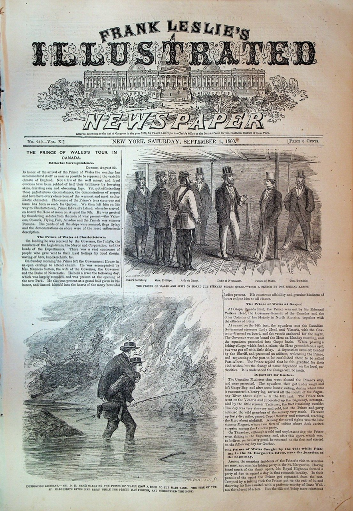 Frank Leslie's Illustrated Newspaper September 1 1860 Prince of Wales in Canada