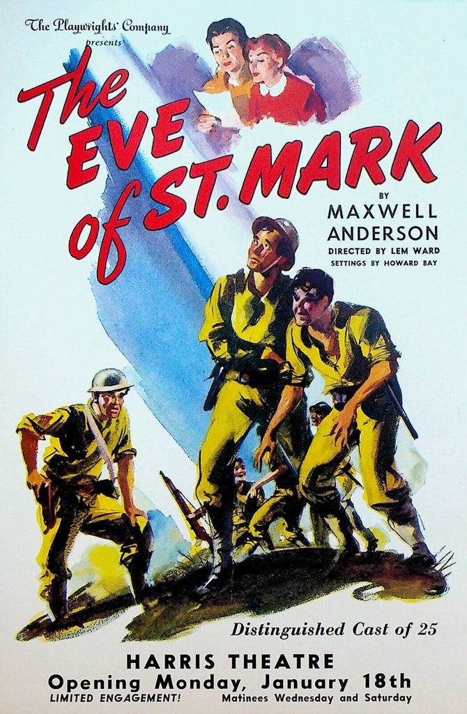 The Eve of St Mark Ad Sheet 1940s Chicago Maxwell Anderson