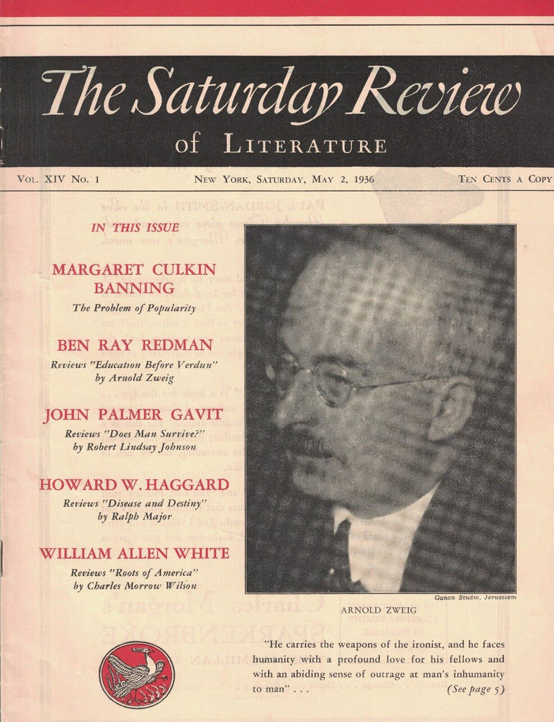 The Saturday Review of Literature May 2 1936 Arnold Zweig Ralph Major