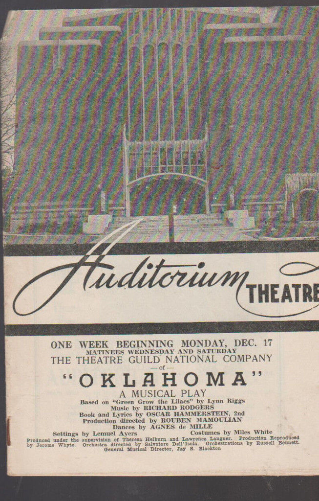 Oklahoma Program Auditorium Theatre 1945 Mary Marlo Al Webster