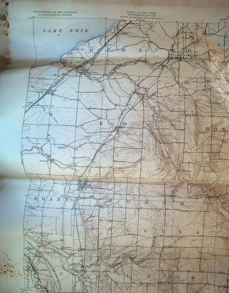 Eden Quadrangle New York State US Geological Survey Map 1923