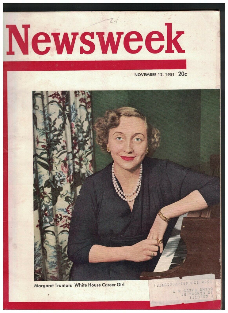 Newsweek Magazine November 12 1951 Margaret Truman National Horse Show