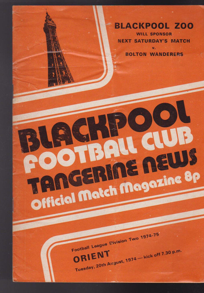 Blackpool FC Tangerine News Match Magazine August 20 1974 vs Orient