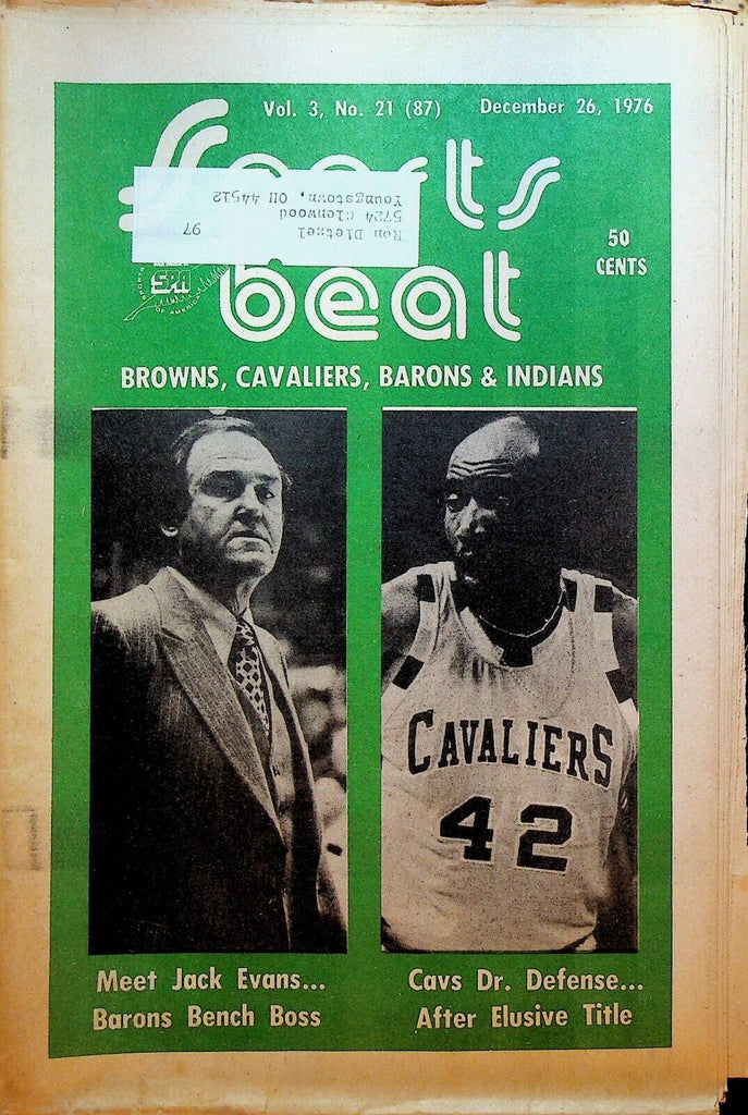 Northeast Ohio Sports Beat Magazine December 26 1976 Nate Thurmond Jack Evans