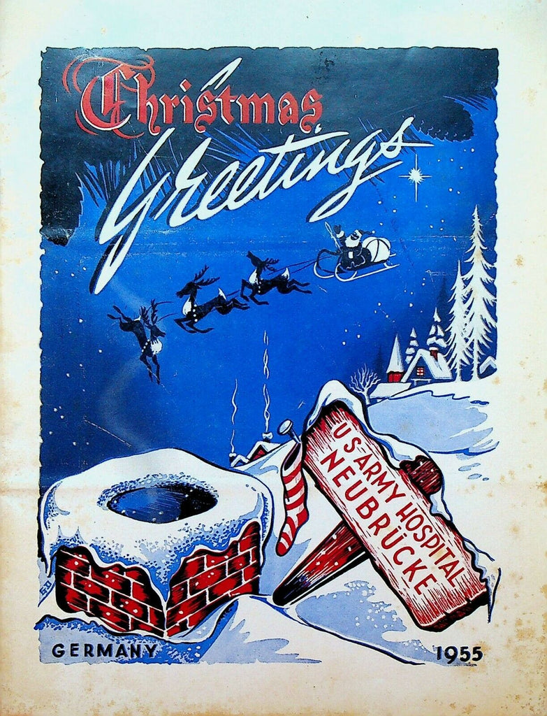 US Army Hospital Neubrucke 1955 Christmas Greetings Booklet