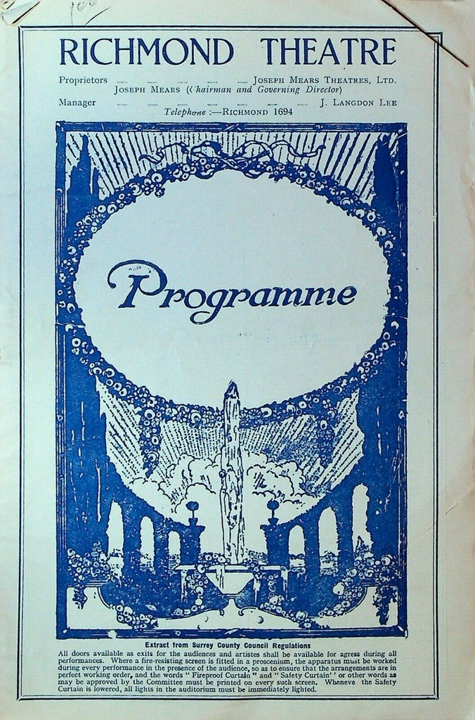 A Murder Has Been Arranged Program September 18 1933 Arthur Rees Hugh Moxey