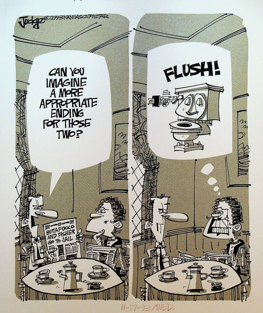 Lee Judge Original Editorial Cartoon Art Joey Buttafuoco Amy Fisher 1993 KC Star