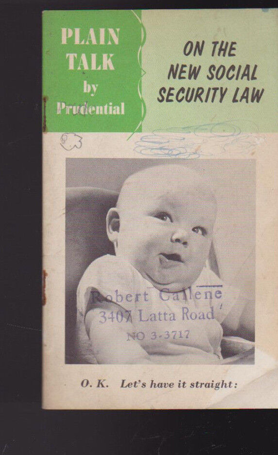 Prudential Insurance 1961 Booklet Plain Talk on the New Social Security Law