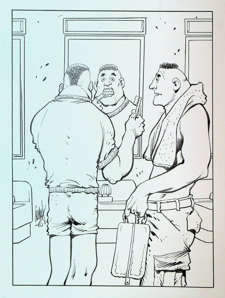 Leatherneck Magazine Original Comic Art Don Lomax 1990s Marines Toothbrush Rifle