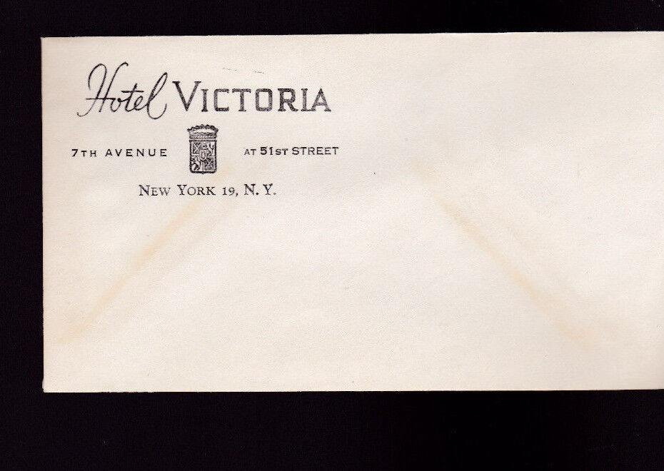 Hotel Victoria in New York City Unused Envelope Vintage