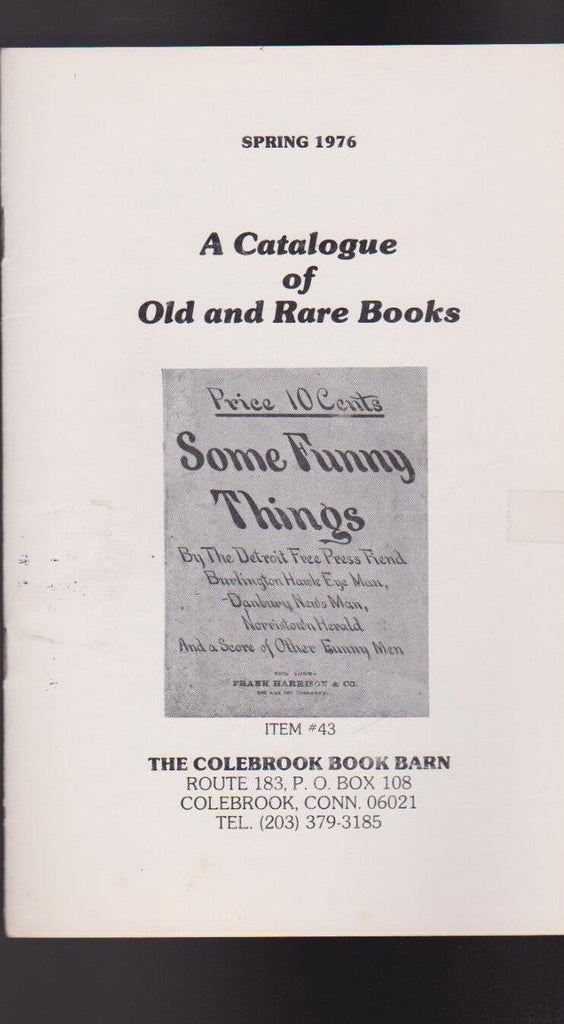 Colebrook Book Barn Spring 1976 Catalogue of Old & Rare Books
