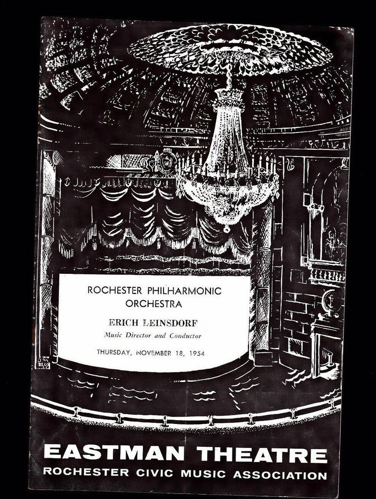 RPO Erich Leinsdorf November 18 1954 Eastman Theatre program  Mozart