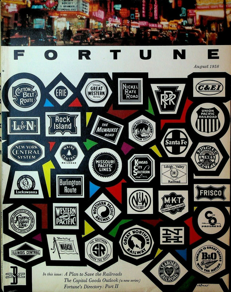 Fortune Magazine August 1958 Railroads Hudson's Bay Westinghouse Schering