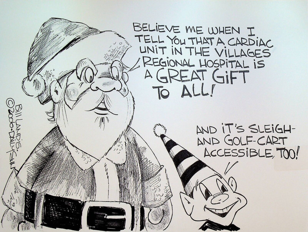 Bill Landis Original Cartoon Art The Villages Daily Sun 2006 Santa Claus
