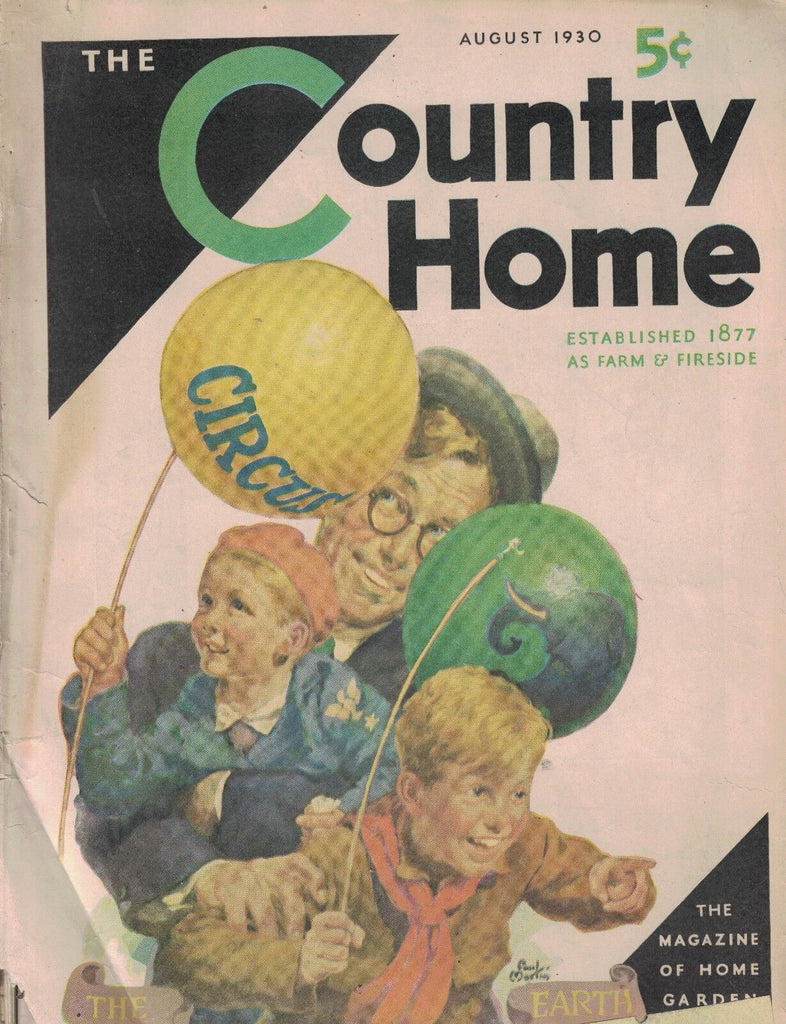 Country Home Magazine August 1930 Paul Martin Cover Kids Going to Circus