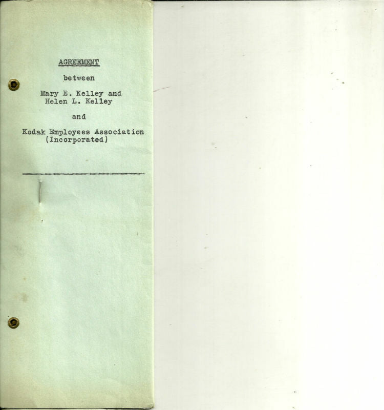 Kodak Employees Assn & Mary Kelley 1922 Legal Agreement