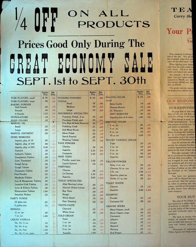 JM Pitkin & Co Newark NY September 1 1924 Spice O Life Advertising Circular
