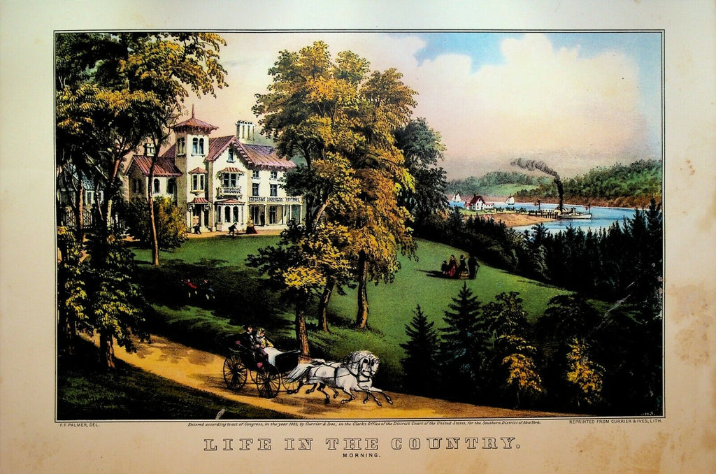 Currier & Ives Calendar Topper 1951 Life in the Country Morning