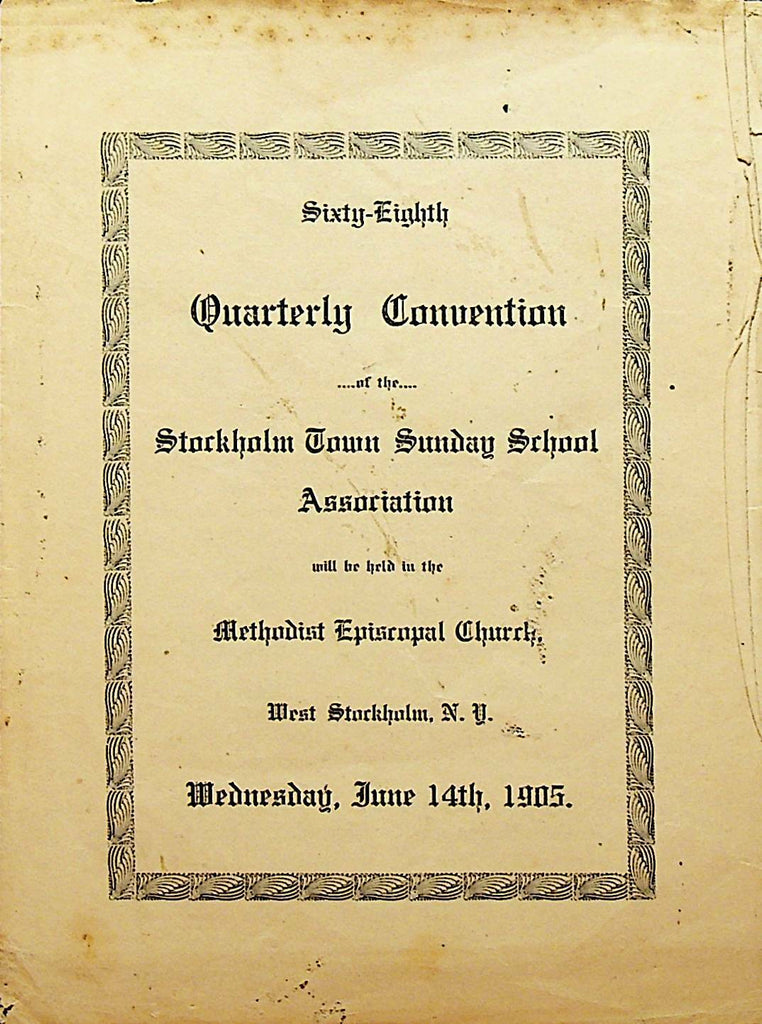 West Stockholm NY Town Sunday School Association Convention Program 1905