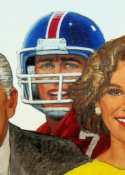 Denver Football Player Family Portrait Advertising Art 1980s Bruce Handler