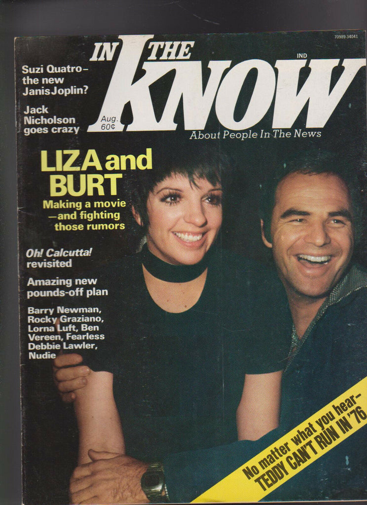 In the Know Magazine Liza Minnella Burt Reynolds Jack Nicholson August 1975